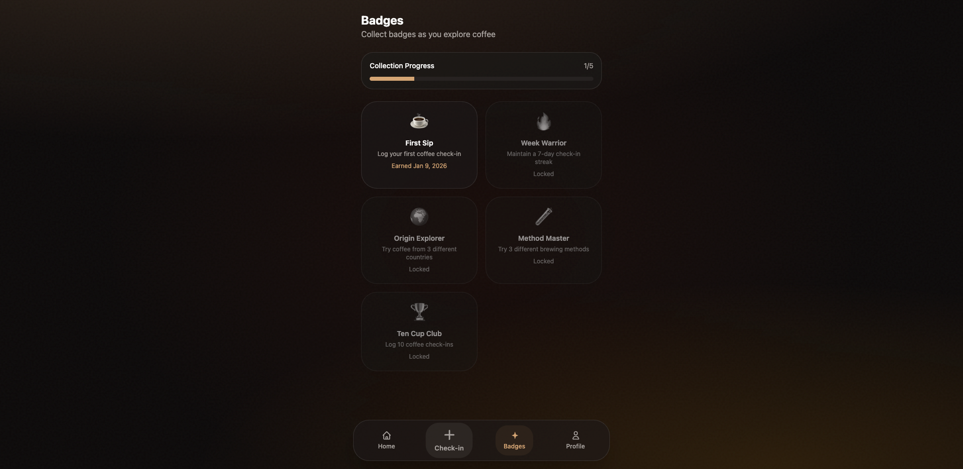 BeanLog Badge Collection